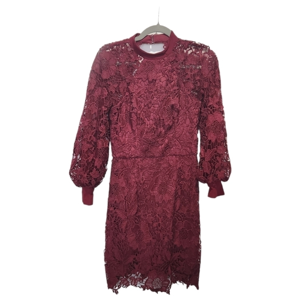 Chi Chi London burgundy Lace Crochet Dress size 4